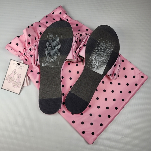 NWT Victoria's Secret Embellished Satin Bow Slide Pearl Heart Slppers Sz M 8-8.5 - Picture 8 of 9